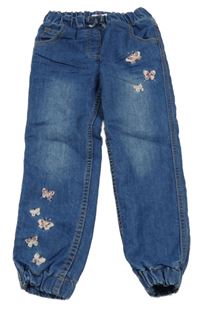 Modré podšité cuff rifle s motýlky Topolino