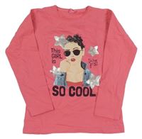 Růžová mikina s dívkou vel.176