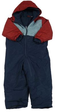 Vínovo-šedo-tmavomodrá zimní kombinéza