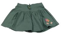 Tmavozelená tepláková sukně s motýlky