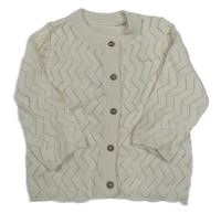 Smetanový perforovaný propínací svetr TU