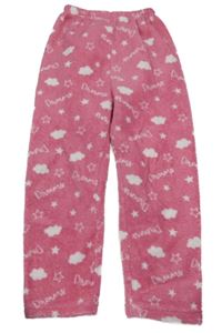 Růžové chlupaté pyžamové kalhoty s potiskem Infinity Kids