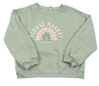 Khaki mikina s duhou a nápisem Tu