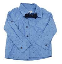 Modrá vzorovaná košile s motýlkem Pollito