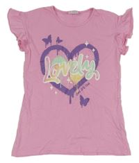 Světlerůžové tričko se srdíčkem a nápisem