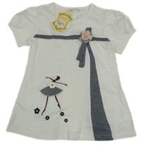 Nové - bílé tričko s mašlí a květinou