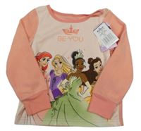 Nové - růžovo-barevná sametová mikina s princeznami Disney