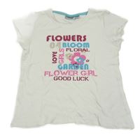 Bílé tričko s barevnými nápisy Alive