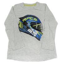 Světlešedé melírované triko s helmou