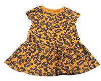 Orabnžovo-antracitové vzorované bavlněné šaty Next