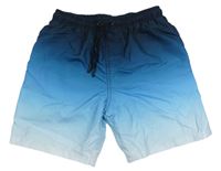 Tmavo-světlemodré ombré plážové kraťasy zn. Primark