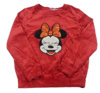 Červená plyšová mikina s Minnie Disney