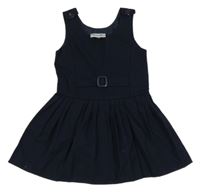 Tmavomodré šaty se skládanou sukní 