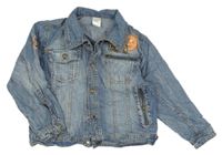 Modrá riflová bunda s nášivkami 