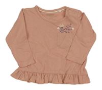 Růžové triko s kytičkami Lupilu