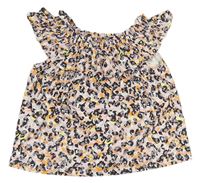 Světlerůžovo-oranžovo-šedé vzorovaný top s volánem Next