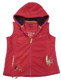 Rubínová fleecová propínací vesta s výšivkou a kapucí Toggi