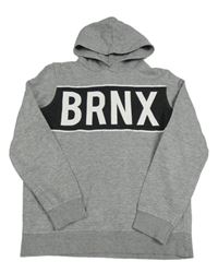 Šedo-černá melírovaná mikina s nápisem a kapucí C&A