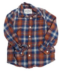 Modro-bílo-oranžová kostkovaná košile M&S