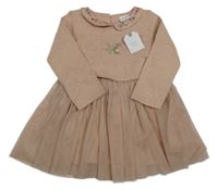 Nové - Světlerůžové teplákové šaty se zajícem a tylovou sukní Next