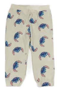 Bílé žebrované tepláky se Stitchem Disney