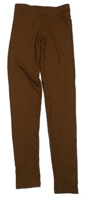 Hnědé žebrované legíny Shein