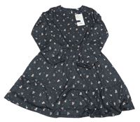 Nové - Antracitové květované šaty Yigga