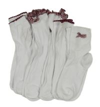 5x bílé ponožky s červenými volánky 