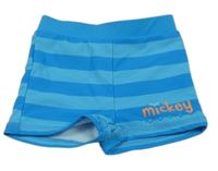 Modré pruhované nohavičkové plavky s nápisem Disney