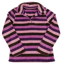 Růžovo-hnědá pruhovaná chlupatá mikina se stojáčkem TCM