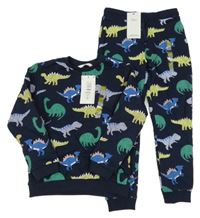 Nové - 2set - Tmavomodrá tepláková souprava s dinosaury M&S