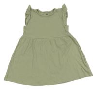 Světlekhaki žebrované šaty s volánky H&M