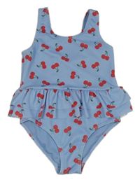 Světlemodré jednodílné plavky s třešněmi Primark