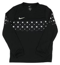 Černé sportovní funkční triko se vzorem a logem Nike