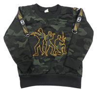 Černo-khaki army mikina s postavami 