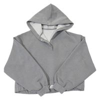 Šedá melírovaná crop mikina s kapucí ZARA