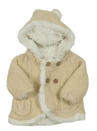 Béžový pletený zateplený kabátek s kapucí Nutmeg