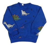 Kobaltově modrá mikina s dinosaury 