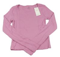Nové - růžové žebrované crop triko M&S