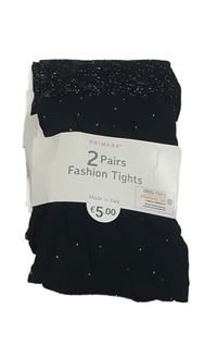 Nové - 2x - černo-stříbné silonové punčocháče Primark