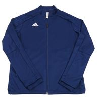 Tmavomodrá sportovní propínací funkční mikina s logem Adidas 