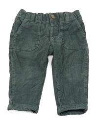 Khaki podšité manšestrové kalhoty C&A