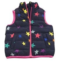 Tmavomodro-růžová funkční šusťáková prošívaná zateplená vesta s hvězdičkami Mountain Warehouse