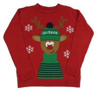 Červený svetr se sobem St. Bernard