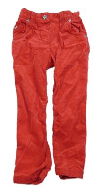 Červené sametové manšestrové kalhoty Tu