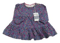 Nové - Tmavomodré bavlněné šaty s kytičkami Kite