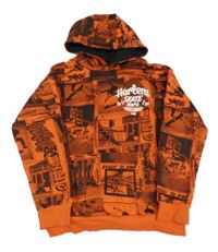 Červeno-černá vzorovaná mikina s nápisem a kapucí Primark