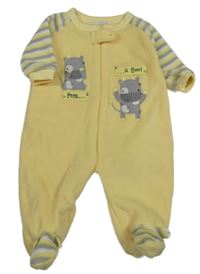 Žluto-pruhovaný fleecový overal s kravičkami Early Days 