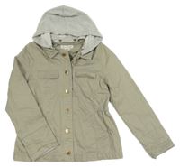 Béžová plátěná jarní parka s kapucí H&M