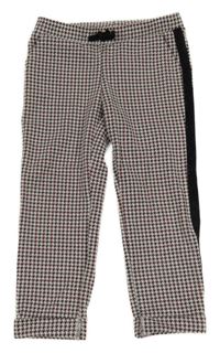 Bílo-vínovo-černé vzorované tregíny s proužky C&A